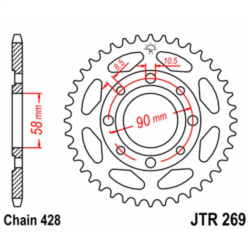 Acheter Direct Couronne JT SPROCKETS acier standard 269 – 428