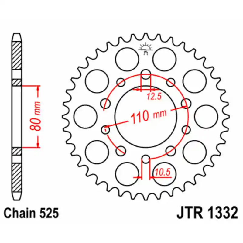 Vente Directe Couronne JT SPROCKETS acier standard 1332 – 525