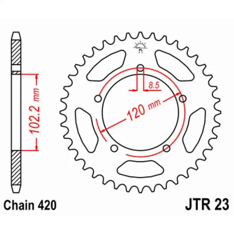 Couronne JT SPROCKETS acier standard 23 - 420 Commander Maintenant