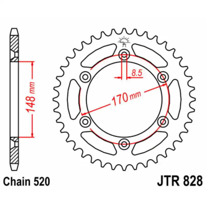 Commande En Gros Couronne JT SPROCKETS acier standard 828 – 520