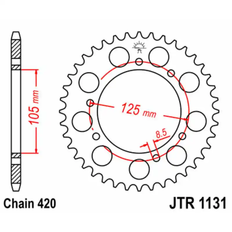 Dernier Modèle Couronne JT SPROCKETS acier standard 1131 – 420
