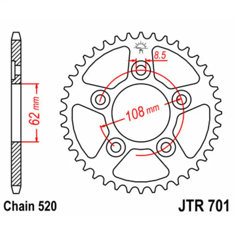Marque Couronne JT SPROCKETS acier standard 701 - 520
