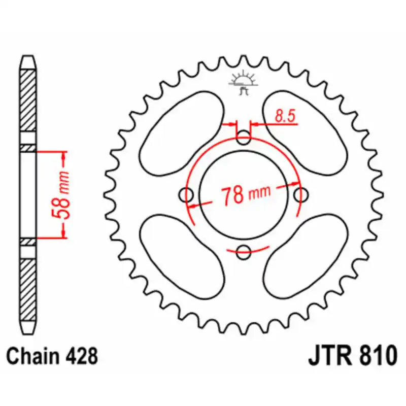 Couronne JT SPROCKETS acier standard 810 – 428 Meilleur Prix