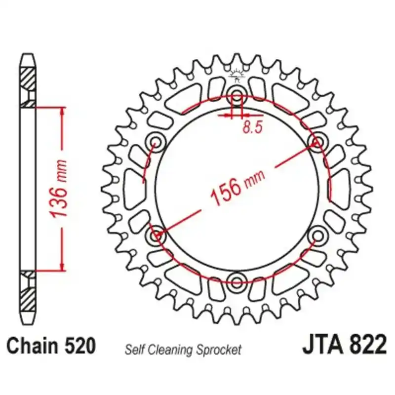Promotion Saisonnière Couronne JT SPROCKETS aluminium ultra-light anti-boue 822 – 520