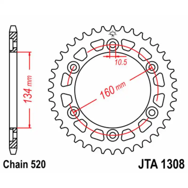 Populaire Couronne JT SPROCKETS aluminium Ultra-Light 1308 – 520