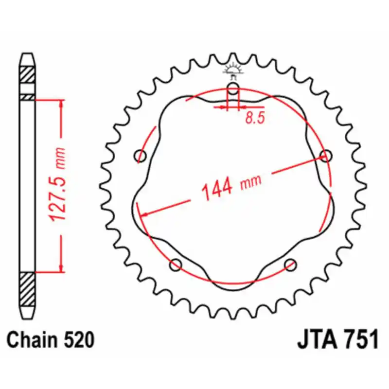 Promotion Saisonnière Couronne JT SPROCKETS aluminium Ultra-Light 751 – 520