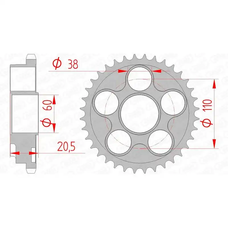 Couronne AFAM acier standard 50605 – 525 Offre Du Jour