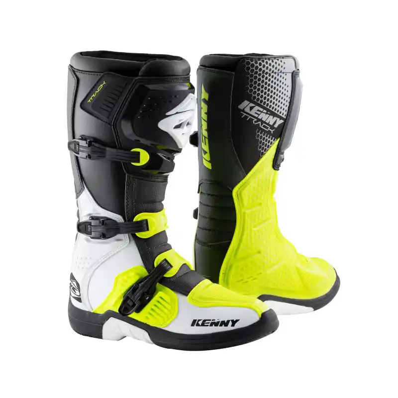 Bottes Cross KENNY TRACK Blanc Jaune Fluo Seulement Aujourd&rsquo;hui