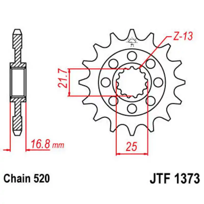 Pignon JT SPROCKETS acier standard 1373 - 520 Expédié Aujourd'hui