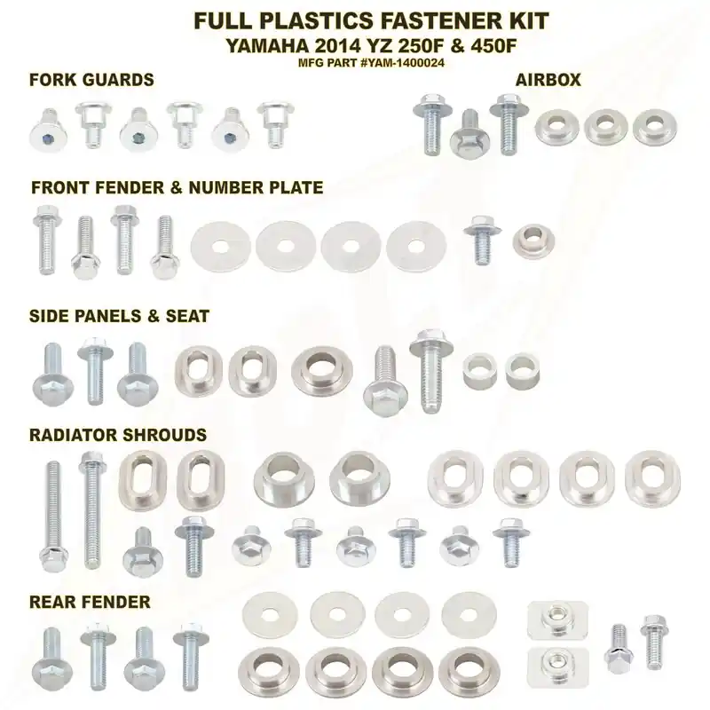 Usine Directe Kit vis complet de plastiques Bolt Yamaha YZ250/450-F