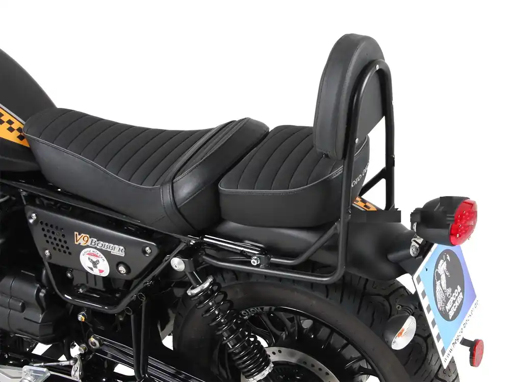 Sissybar sans porte-bagages noir pour V 9 Roamer (année 17-) modèle avec selle longue Usine Directe