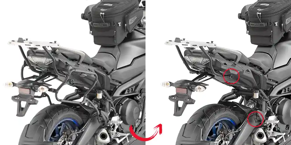 Support de valises latérales amovible pour Yamaha Tracer 900 / Tracer 900 GT (année 18-19) Givi Expédié Aujourd&rsquo;hui