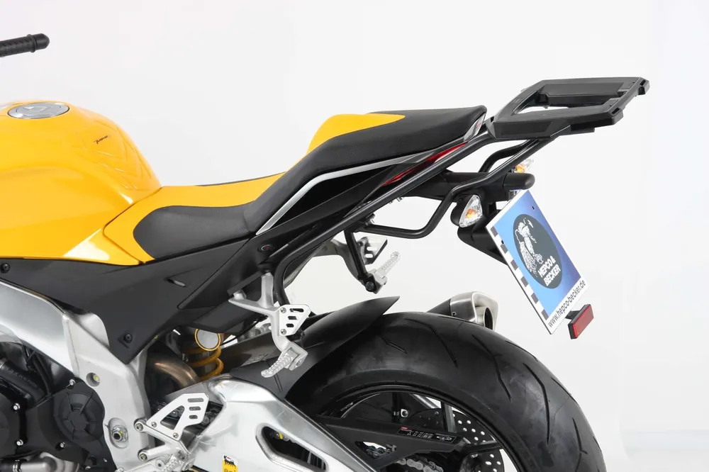 Support de top case Alurack noir pour Aprilia Tuono V4 R (11-14) / Tuono V4 1100 RR (15-20) Usine Directe