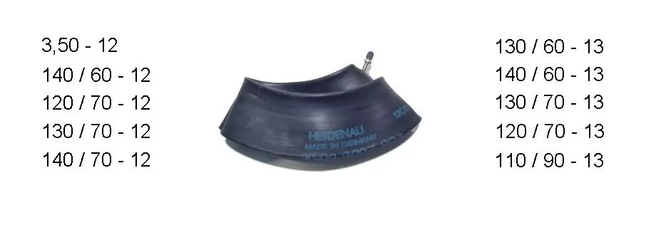 Tuyau Heidenau 12/13 pouces, valve 34G, 3.50,110/100-,110/90-,120/80-,130/80-,120/70-,130/70-,140/ Populaire