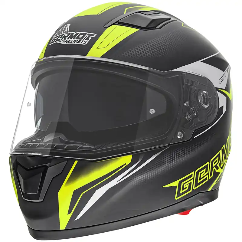 Super Prix Germot casque intégral GM 330, noir mat/jaune fluo XS
