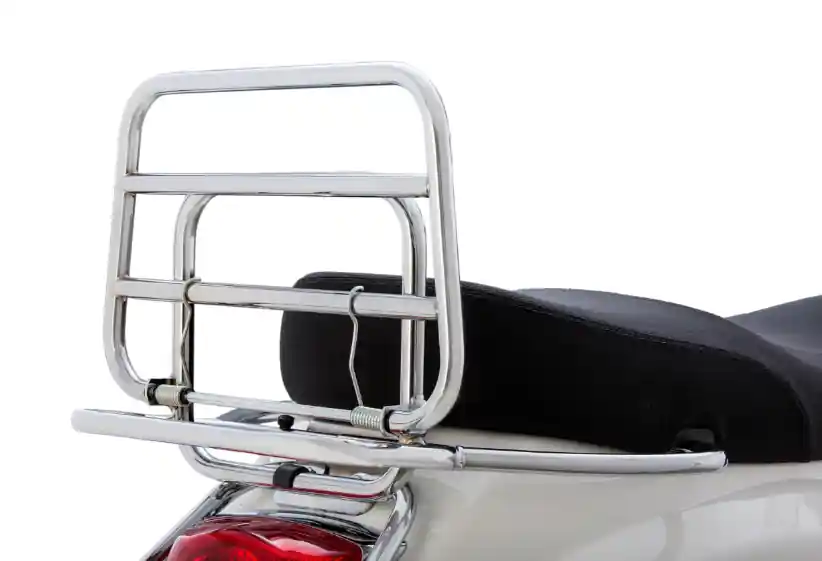 Satisfait Ou Remboursé Porte-bagages arrière pour Vespa LX/LXV/S 50-150ccm, pliable, chrome