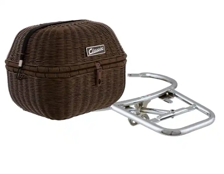 Petit Prix Kit panier à bagages « Classic » avec pont à bagages pour Vespa LX/LXV/S 50-150ccm, marron foncé