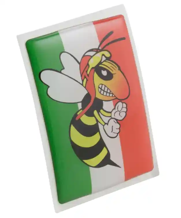Produit De Marque Emblème Vespa « guêpe en colère » cascade à 4 coins, vert/blanc/rouge