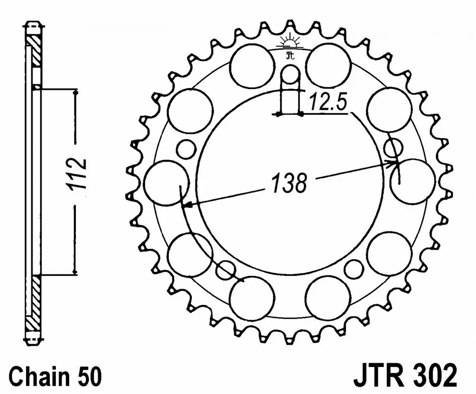 Pignon à chaîne JT en acier, pas : 530, nombre de dents : 42, JTR302.42 Usine Directe