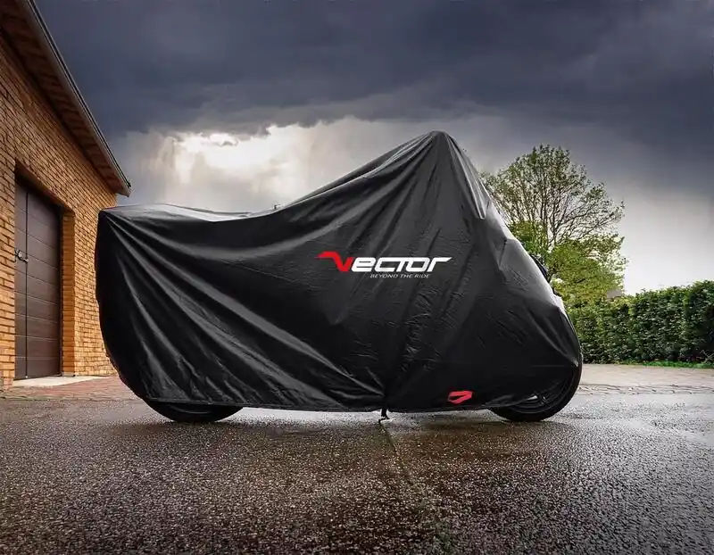 VECTOR Abdeckplane außen Baumwolle für Motorrad/Scooter – Schwarz – S Prix Réduit