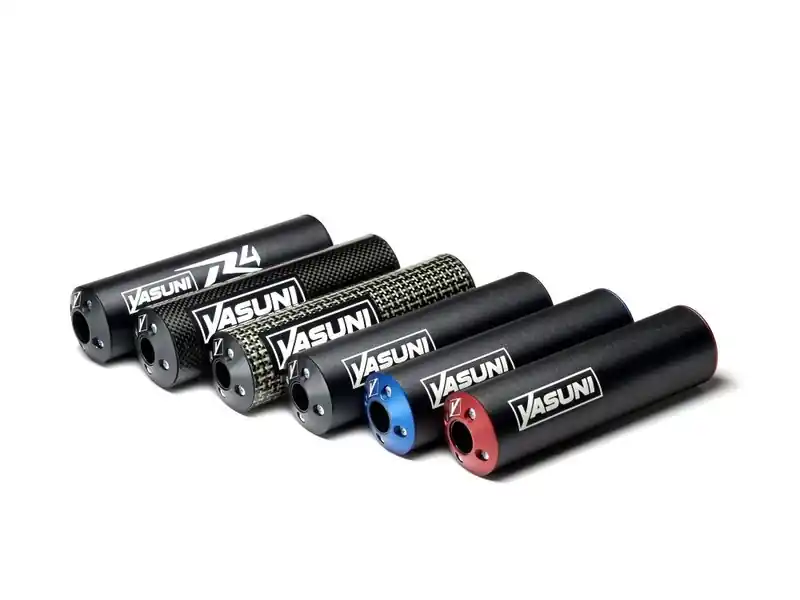Nouveauté Yasuni Komplett-Auspuffanlage Alu Schwarz / Alu Rot
