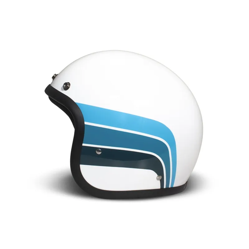 Casque intégral DMD Retro, blanc, bleu, brillant, Olympus, fibre de verre, ECE 22.06 XS Livraison Express