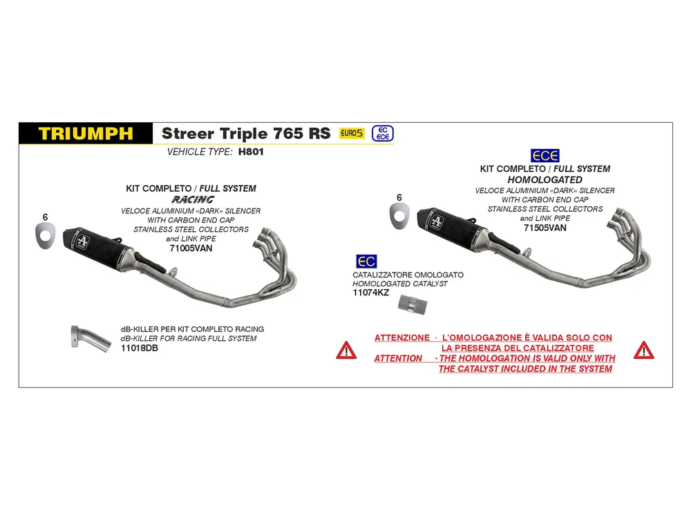 ARROW Racing Komplettanlage für Triumph Street Triple 765 RS Modelljahr 2023- Vente Flash