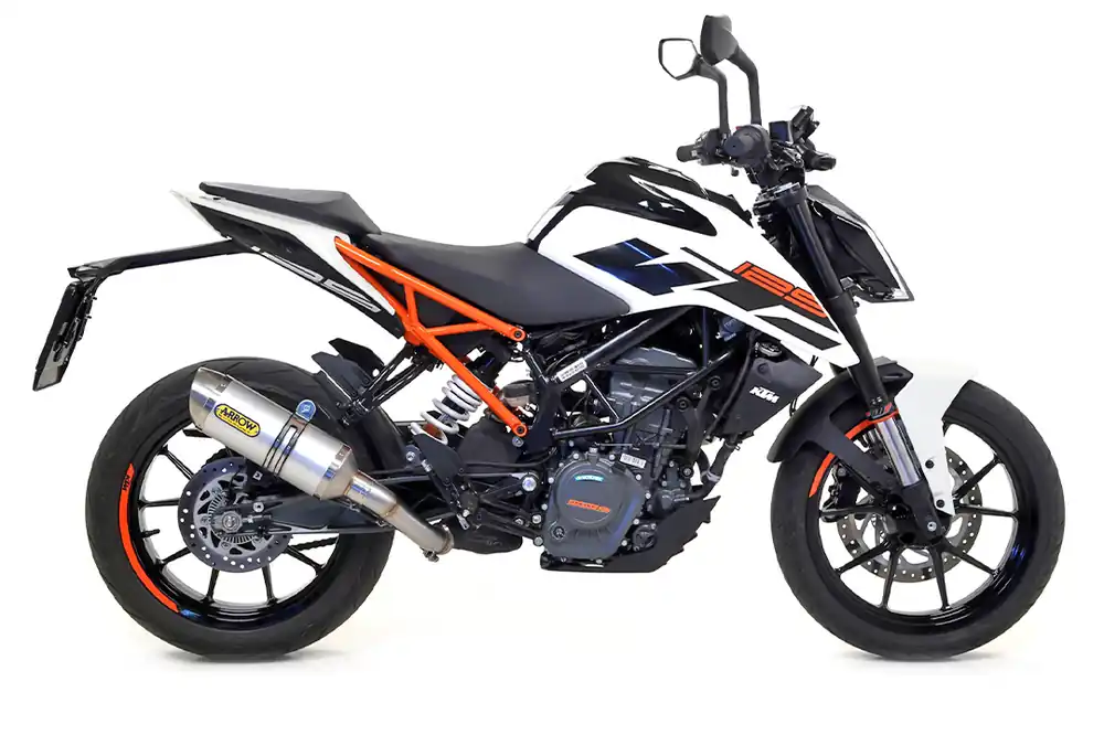 Retour Gratuit ARROW Auspuff THUNDER Aluminium mit Edelstahl-Endkappe für KTM 125RC / 390RC / 125 DUKE / 390 DUKE 2