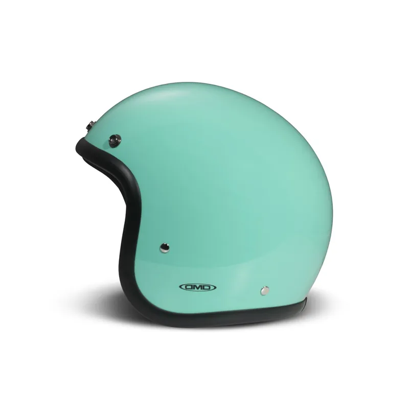 DMD casque jet rétro, turquoise, brillant, turquoise, fibre de verre, ECE 22.06 XS Dernier Modèle