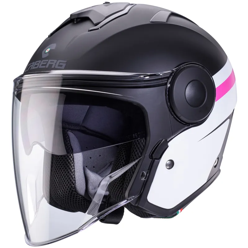Promotion Saisonnière Caberg casque Soho Zephyr noir mat/blanc fuchsia XS