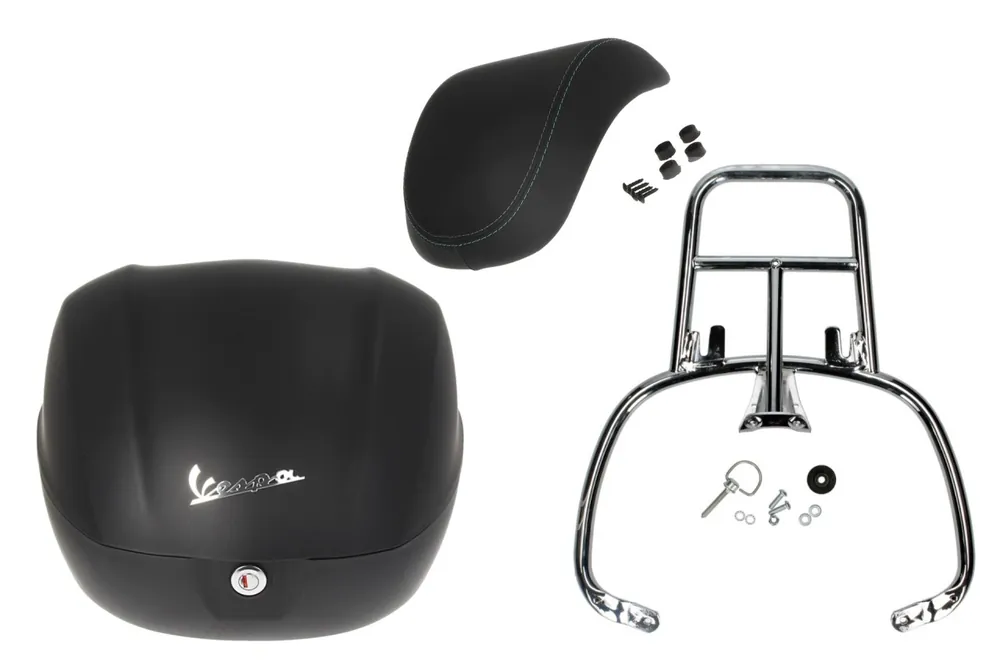 Offre Du Jour Kit top case 32 L noir mat, dossier rembourré noir, porte-bagages chromé pour Primavera/Sprint